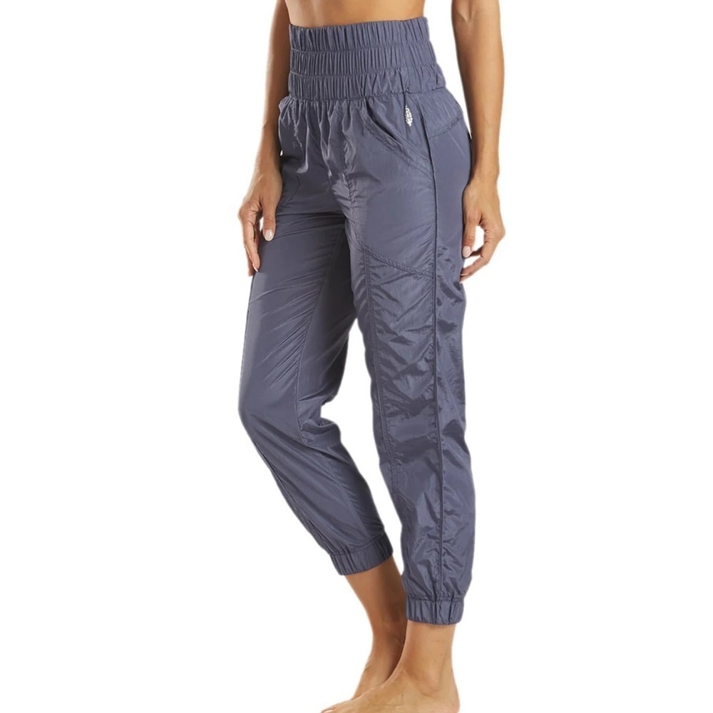 FP Movement by Free People Slate Blue Smocked-Waist Track Joggers